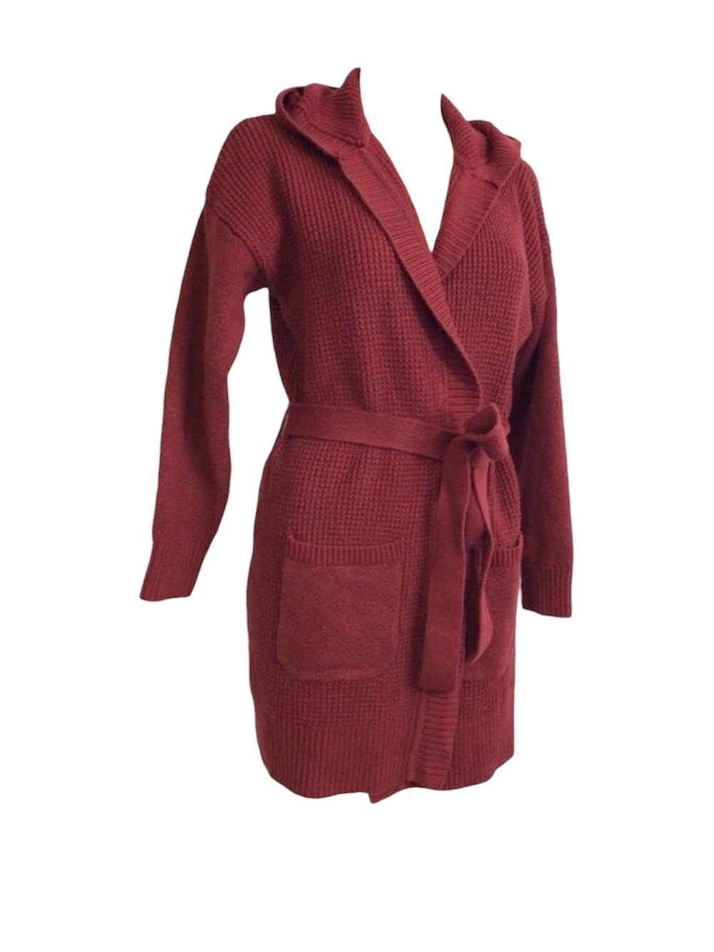 NWT! Women's All-Day Waffle Sweater, Hooded Wrap Cardigan